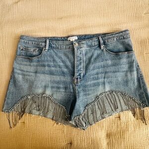 Good American Bombshell Diamond Denim Shorts in Indigo 357